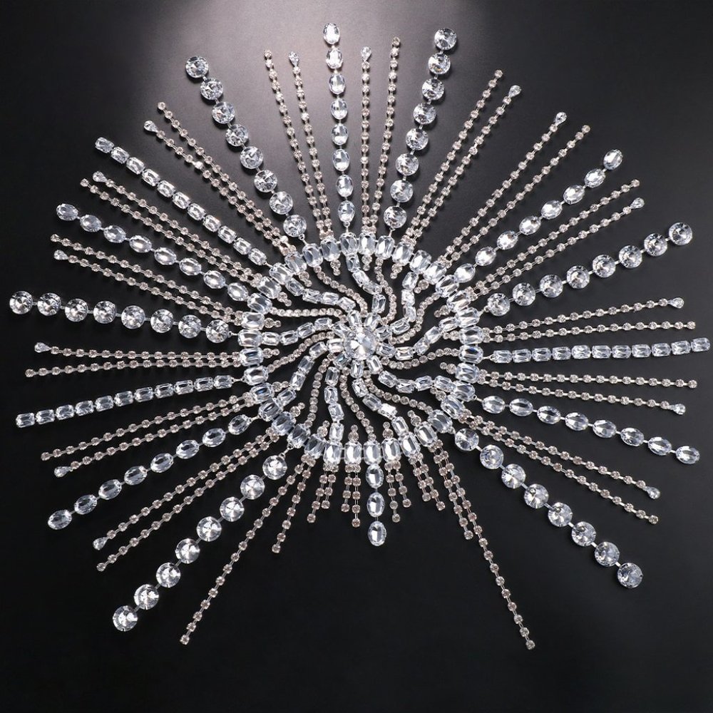 Glitter Rhinestone Long Crystal Hair Chain Headband for Women Headwear Headpiece - Picture 5 of 5